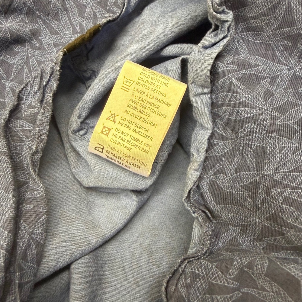 Saks Fifth Avenue Mens Blue Leaf Print Button Down Shirt Long Sleeve Medium - Picture 9 of 9